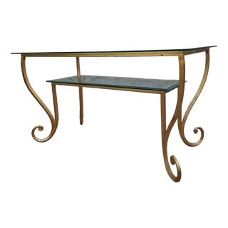 Brass and Engraved Glass Coffee Table in the style of Mjansen, 1970s For Sale