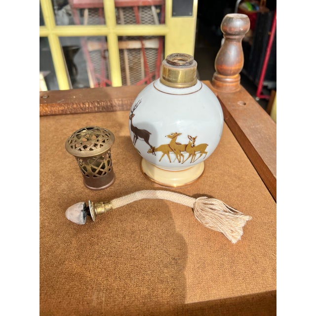 1930s Fragrance Lamp With Deer by Albert Laurent Berger Paris France For Sale - Image 9 of 12