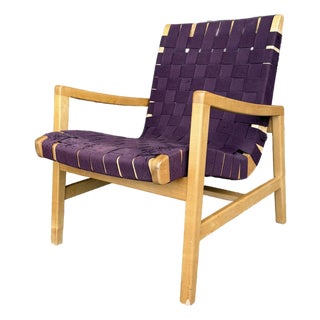 Jens Risom for Knoll Maroon Strap Lounge Chair For Sale