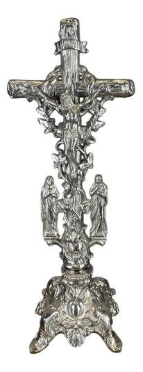 Vintage French Style Religious Cross with Ornate Base