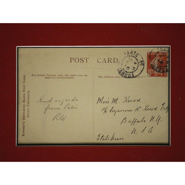 1910s Four Postcard Framed Drawings For Sale - Image 9 of 10
