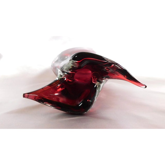 Glass 1980s Red Art Glass Vase For Sale - Image 7 of 8