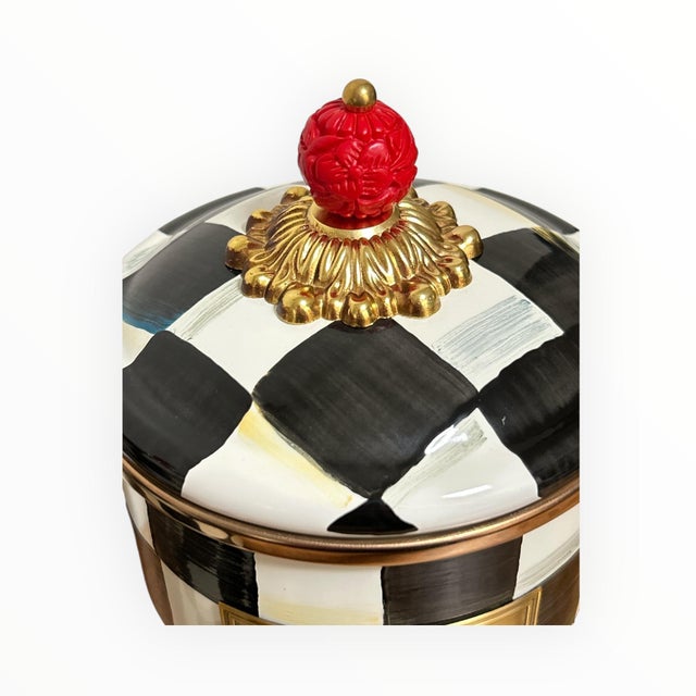 Black 3 New MacKenzie Childs Courtly Check Large Enamel Metal Canisters For Sale - Image 8 of 8