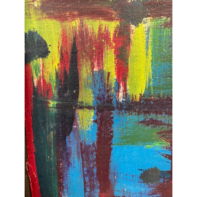 Abstract Vintage Mid Century Abstract Oil Painting For Sale - Image 3 of 7
