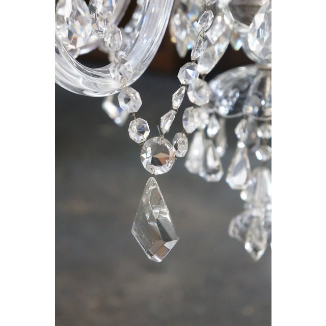 Vintage Maria Theresa European Bohemian Crystal 6 Arm Candlestick Chandelier For Sale - Image 13 of 18