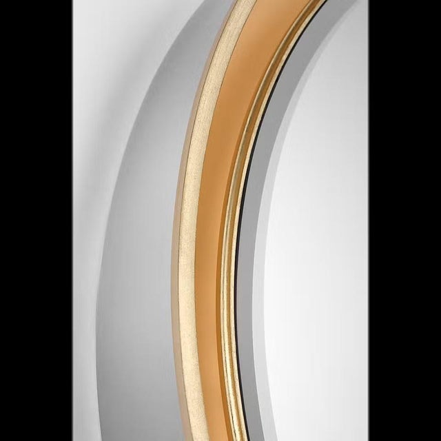 2020s Thomas O'Brien for Visual Comfort Signature Tricia 24" Illuminated Round Mirror in Polished Nickel and Gild For Sale - Image 5 of 11