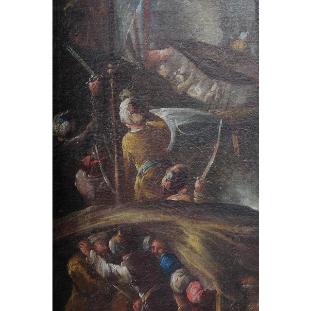 Ottoman Artist, Battle Scene, 1740, Oil on Canvas For Sale - Image 13 of 18