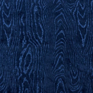 Schumacher Marisa Moire Velvet Fabric in Lapis For Sale