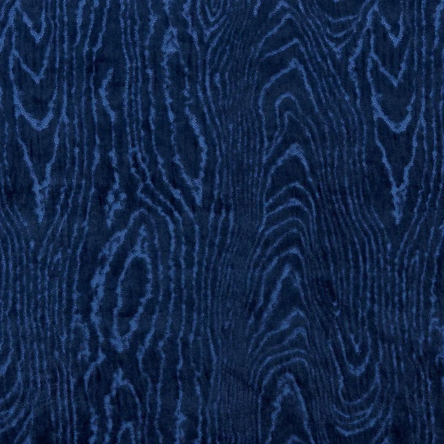 Schumacher Marisa Moire Velvet Fabric in Lapis For Sale