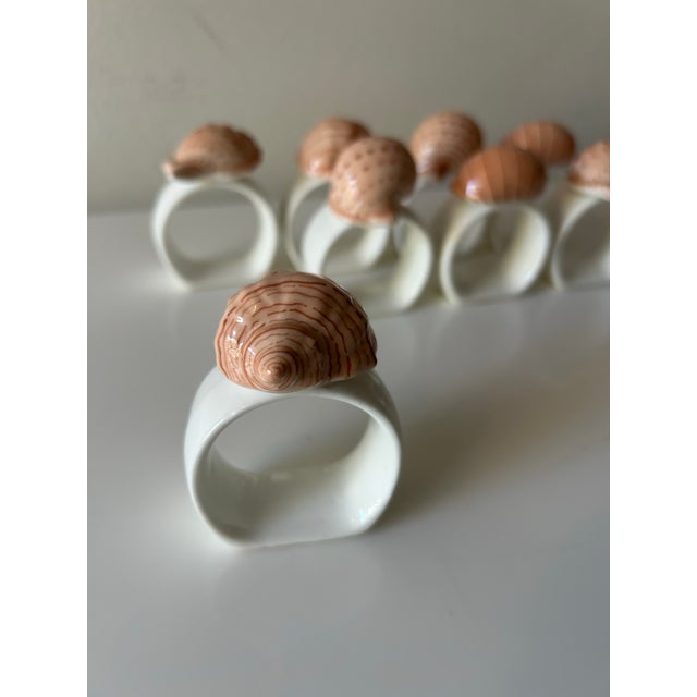 Vintage Bone China Seashell Napkin Rings - Set of 8 For Sale - Image 10 of 11