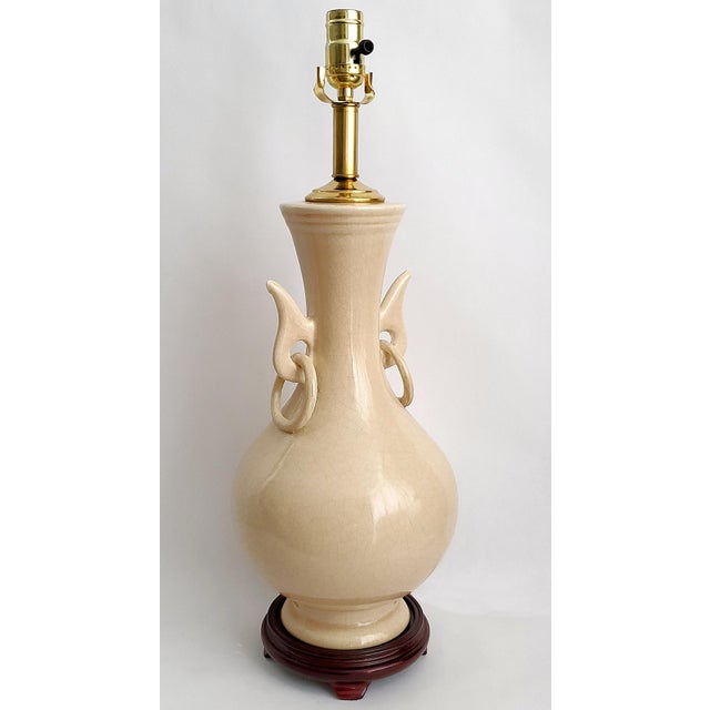 1960s Light Pink Fleshtone Chinese Porcelain Table Lamp Restored For Sale - Image 10 of 11