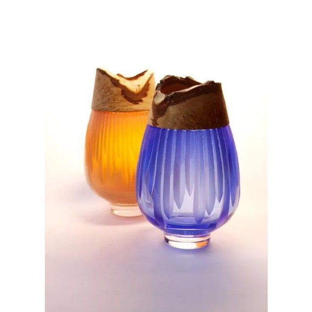 Not Yet Made - Made To Order Iris Blue Frida with Cuts Stacking Vase by Pia Wüstenberg For Sale - Image 5 of 7