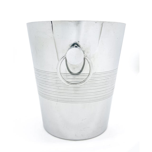 Mid 20th Century Mid-Century Modern André Leroy French Chrome Champagne Bucket / Ice Bucket With Ring Handles For Sale - Image 11 of 11