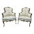 Pair of French Millefleurs Damask Bergeres For Sale