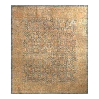 Antique Sultanabad Persian Rug in Beige-Brown and Blue Floral Pattern For Sale