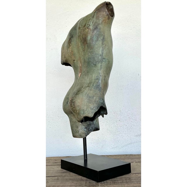 Vintage Patinated Bronze Torso of Man For Sale - Image 9 of 12