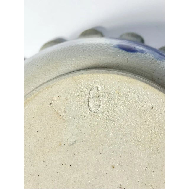 1940s Stoneware Salt Glazed Cobalt Blue Ruffled Floral Serving Bowl For Sale In Dallas - Image 6 of 6