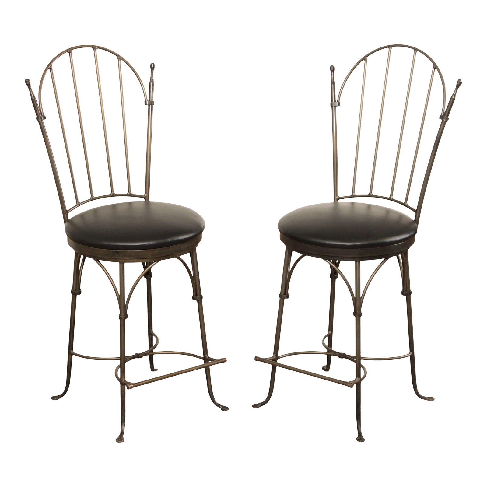 1990s Charleston Wrought Iron Swivel Bar Stools A Pair Chairish