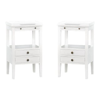 Pair of Country Style Side Tables in White For Sale