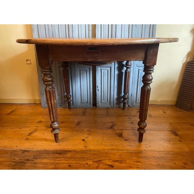 Wood Antique French Drop-Leaf Table, 1890s For Sale - Image 7 of 18