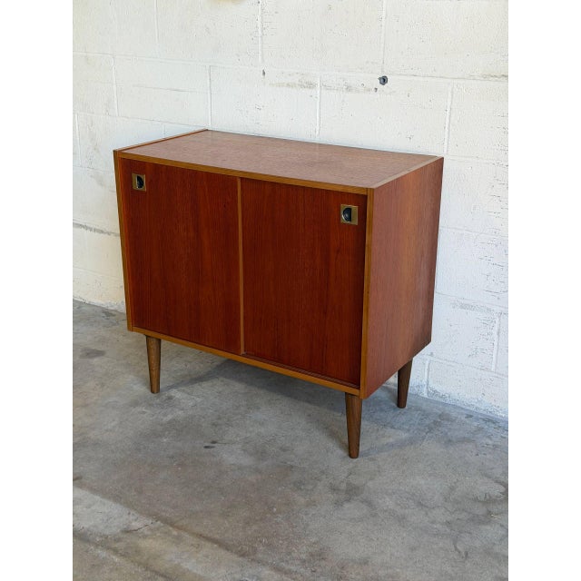 Small Teak Sliding-Door Sideboard Credenza Danish Mid-Century Modern 1960s For Sale - Image 10 of 10