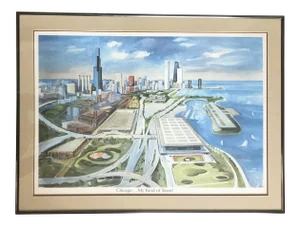Chicago Harbour Original Watercolor Landscape - Signed and Framedby Kay Smith