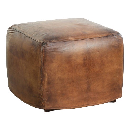 Large Vintage Sheepskin Ottoman For Sale