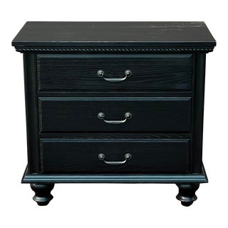 Restoration Hardware Ebonized Solid Oak Three Drawer Nightstand or Chest For Sale