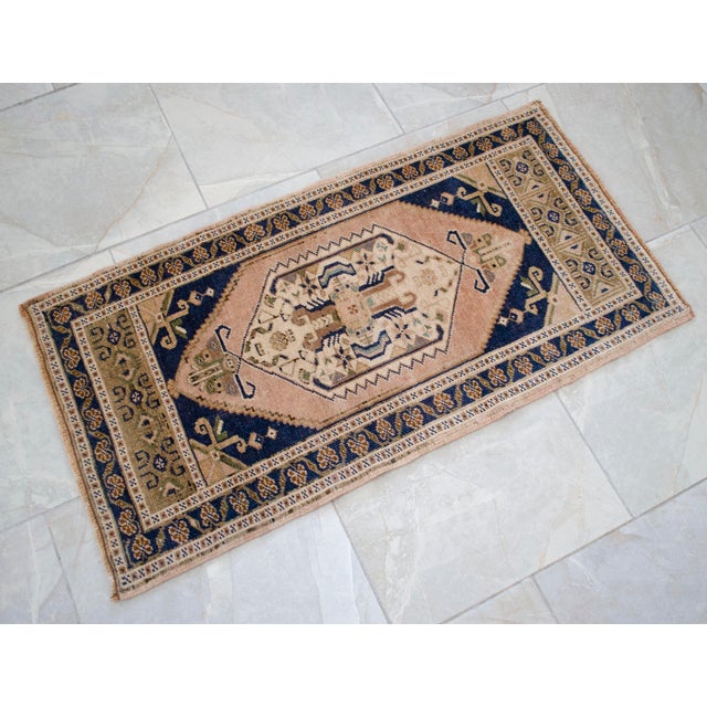 1970s Vintage Turkish Rug Hand Made Small Rug Doormat -1′9″ × 3′4″ For Sale - Image 9 of 12