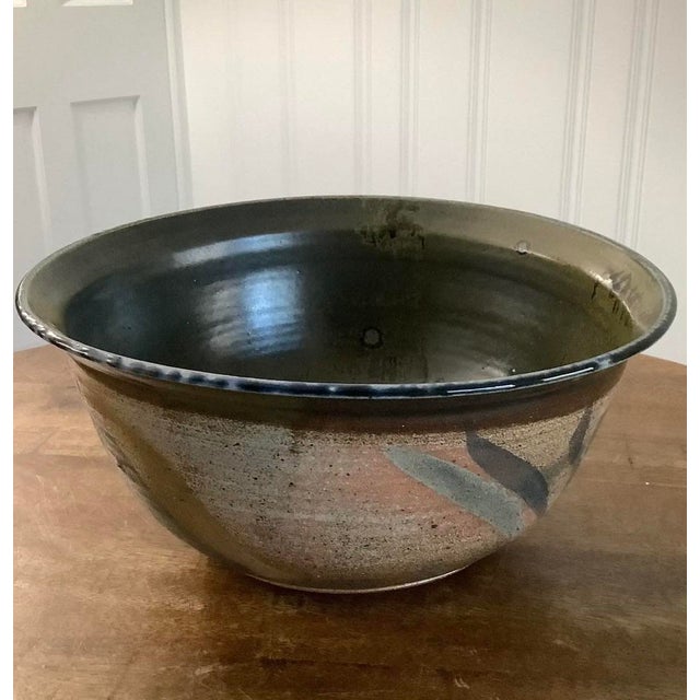 Coffee Studio Pottery Hand Thrown Glazed Centerpiece Bowl Marked Prins For Sale - Image 8 of 8