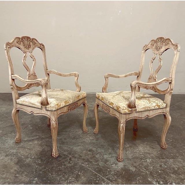 Early 20th Century Antique Liegoise Louis XIV Armchairs in Stripped Oak For Sale - Image 5 of 16
