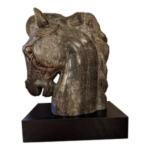 Vintage Large Jade Stone Horse Head Sculpture