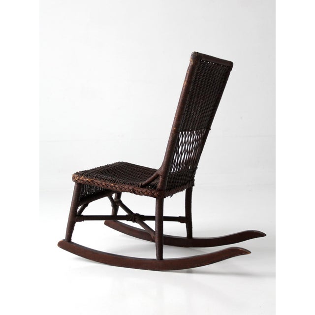 Brown Antique Victorian Wicker Rocking Chair For Sale - Image 8 of 18
