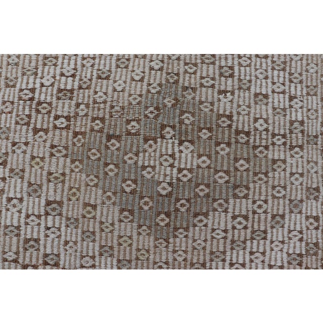 White Turkish Kilim Gallery Runner With Ivory and Taupe Geometric Patten 6'4 X 11' For Sale - Image 8 of 10