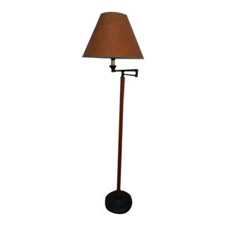 Mahogany & Steel Floor Lamp For Sale