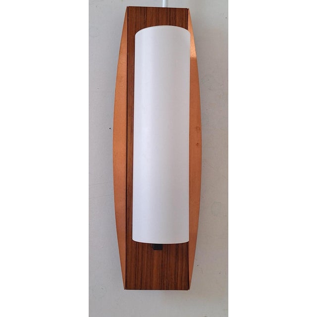 Brown Vintage Wall Lamp with Copper Frame and Teak, 1970s For Sale - Image 8 of 11
