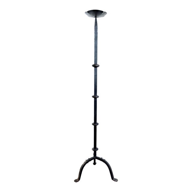 Antique, Gothic Revival, Wrought Iron Floor Candlestand / Torchere For Sale