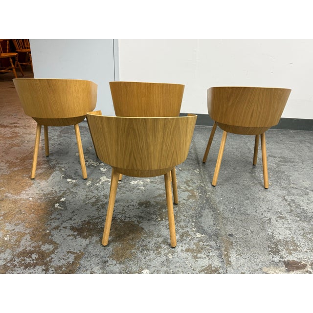 2000 - 2009 Stefan Diez for E15 Ch04 Houdini Oak + Leather Armchairs, Set of Four For Sale - Image 5 of 12
