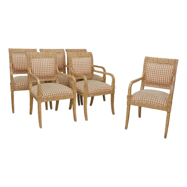 Set of 6 Pierre Deux French Country Dining Arm Chairs For Sale