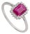 1.05ct Emerald-Cut Ruby & Diamond Halo Engagement Ring Size 6.5 in 14k Gold For Sale