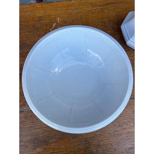 Mid 19th Century Antique Staffordshire White Ironstone Girard Shape Pitcher & Bowl Set, Circa 1840s For Sale - Image 5 of 17