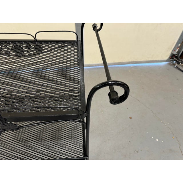 Vintage Mid Century Modern Salterini Style Outdoor Iron Bar Cart on Wheels For Sale - Image 11 of 12