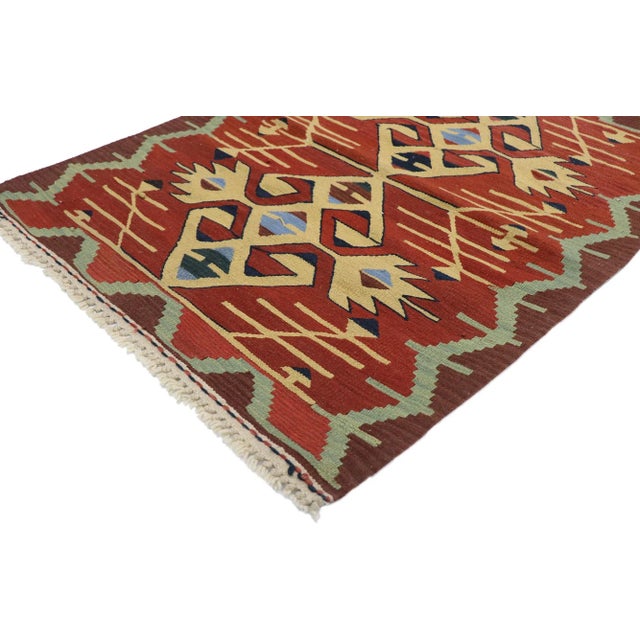 Vintage Persian Shiraz Kilim Rug with Tribal Style 02'10 x 03'07. Full of tiny details and a bold expressive design...