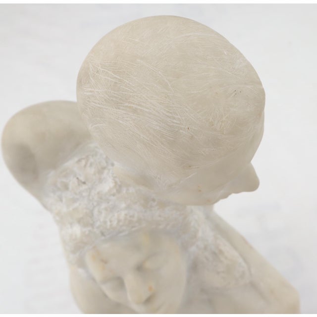 Mid-Century Modern Carved Marble Sculpture on Walnut Base For Sale - Image 10 of 14