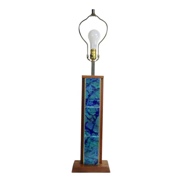 Mid Century Enamel Tile Table Lamp Att. To Harris Strong Circa 1960's For Sale