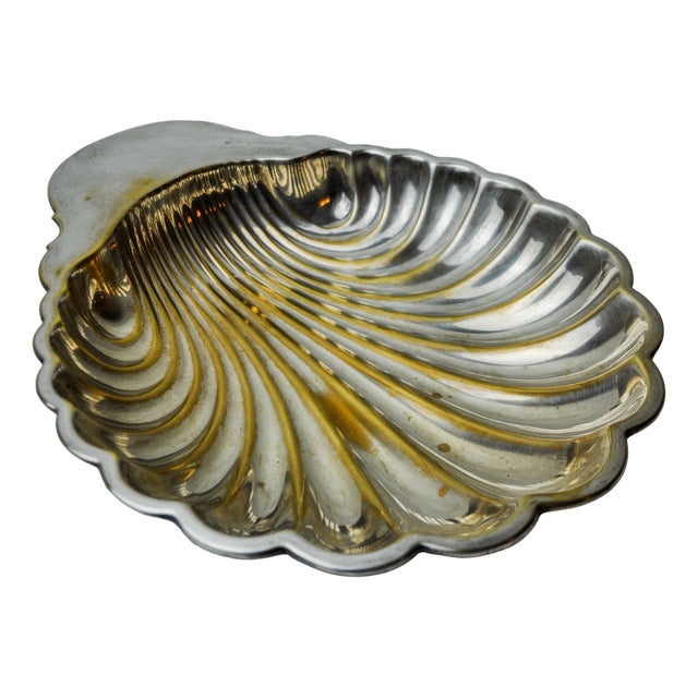 Shell Vide Poche in Brass & Silver-Plating, Spain, 1970s For Sale