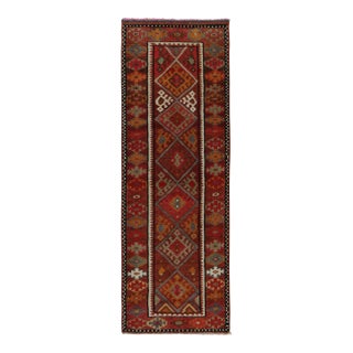 Vintage Turkish Tribal Runner in Red, Orange and Green Geometric Patterns For Sale