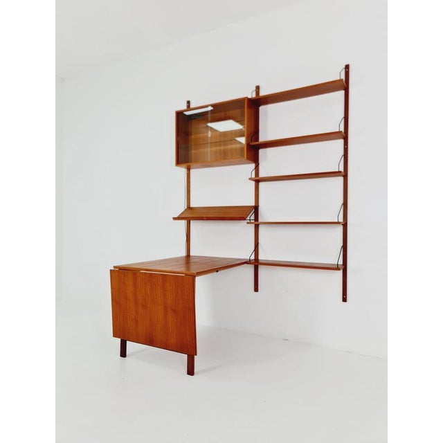 Wood Large Mid-Century Danish Teak Wall Unit with Showcase and Dining Table or Desk by Poul Cadovius for Cado, Denmark, 1960s For Sale - Image 7 of 18