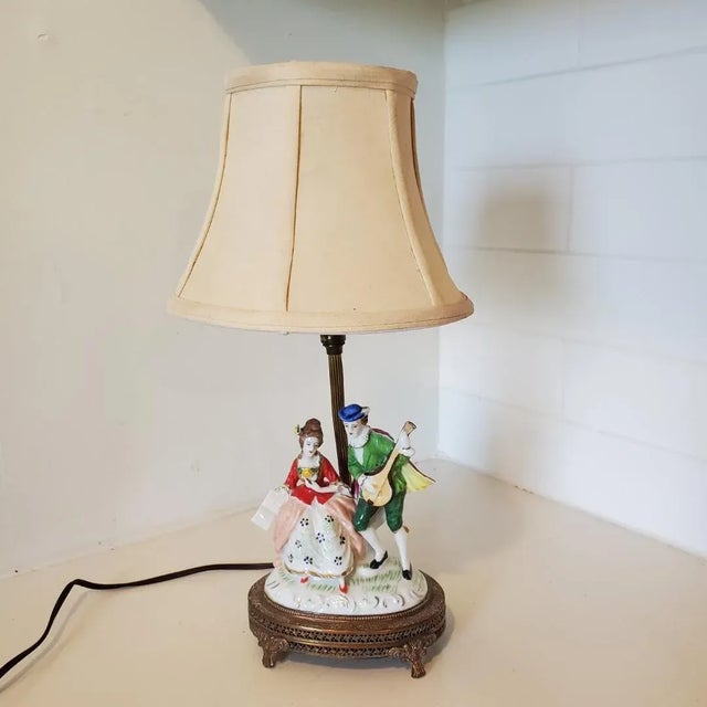 Porcelain French Victorian Figurines Lamps For Sale - Image 4 of 12