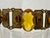 Antique Czech glass panel bracelet with bezel set citrine/amber glass stones. Signed “Made in Czechoslovakia”. Box clasp,...